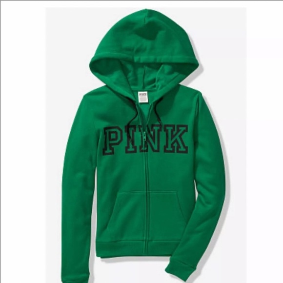 PINK Victoria's Secret Tops - ❤️ VS/PINK - Green Full-Zipper Sweatshirt Hoodie